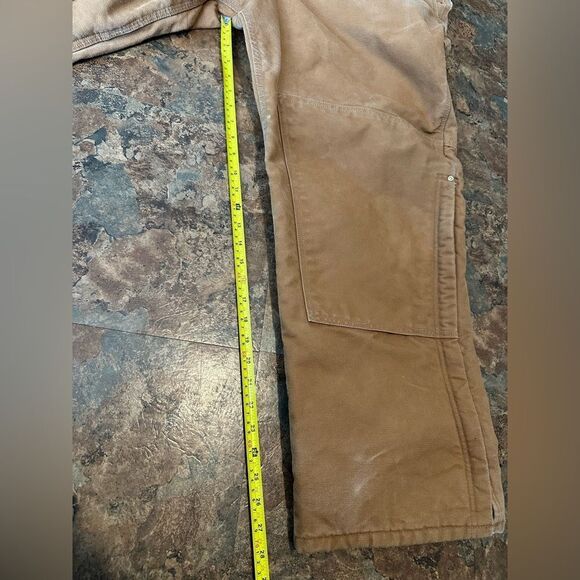 VTG Carhartt R01 BRN Mens 44x28 HEAVY DUTY Distressed Overall Bibs Double Knee - Picture 12 of 12